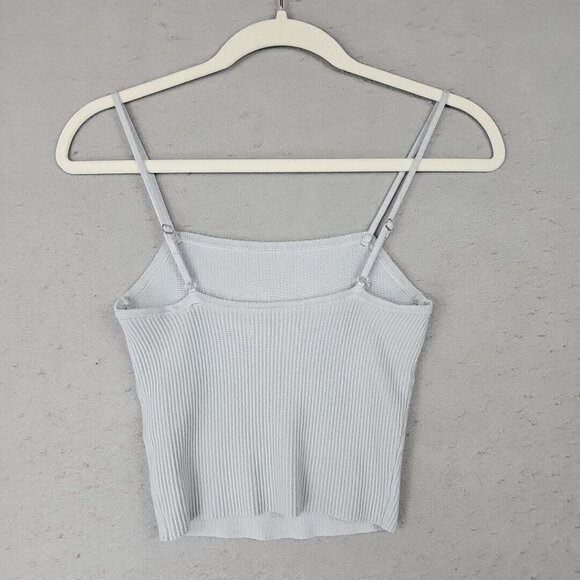 Abercrombie & Fitch Crop Top Womens M Baby Blue Stretchy Ribbed Knit Preppy Sexy - Picture 5 of 7